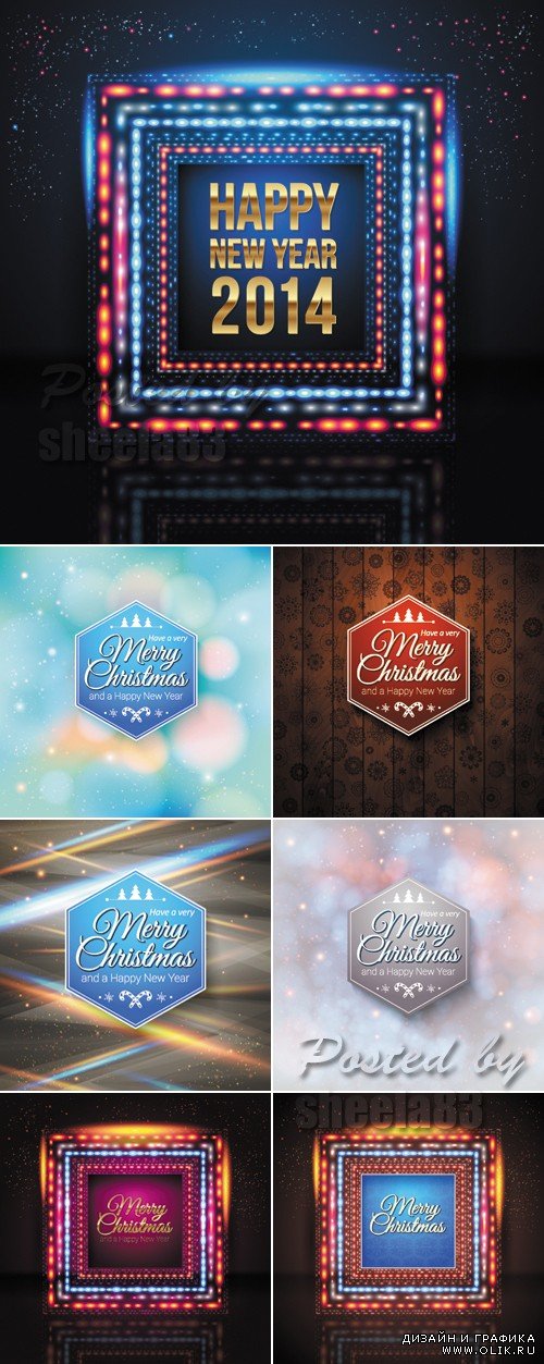 Christmas & New Year Backgrounds Vector