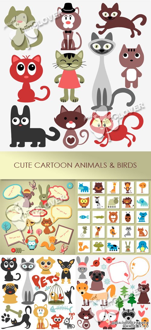 Cute cartoon animals and birds 0522