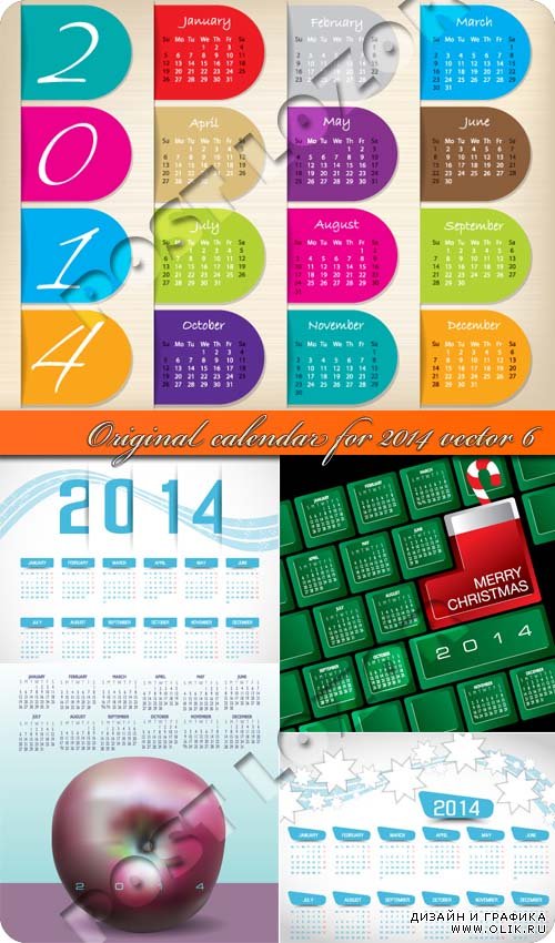Оригинальные календари на 2014 год часть 6 | Original calendar for 2014 vector 6