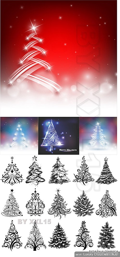 Christmas trees vector set
