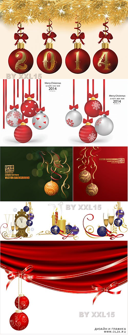 Christmas balls with ribbons