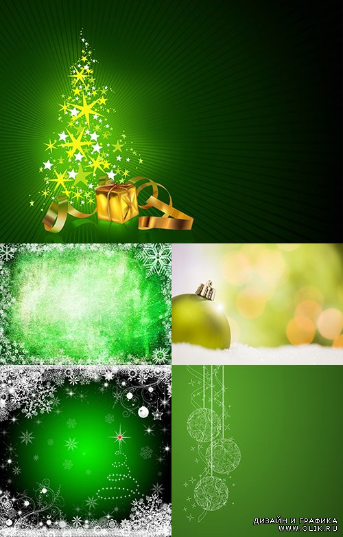 Зелёные Новогодние фоны