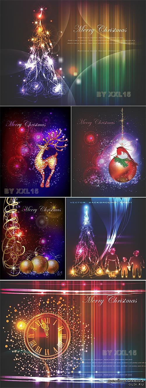 Christmas and New Year neon backgrounds