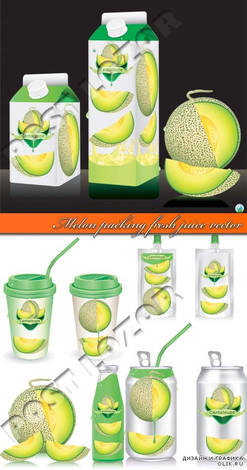 Дыня упаковка свежий сок | Melon packing fresh juice vector