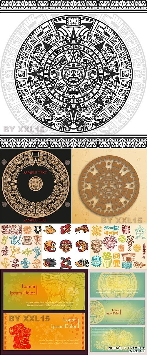 Aztec and maya calendars and symbols