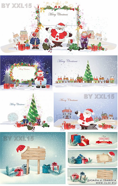 Christmas and New Year vector illustrations