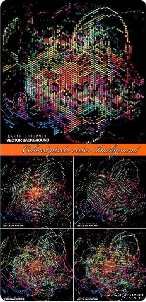 Разноцветные пиксели фоны | Colored pixels vector Background