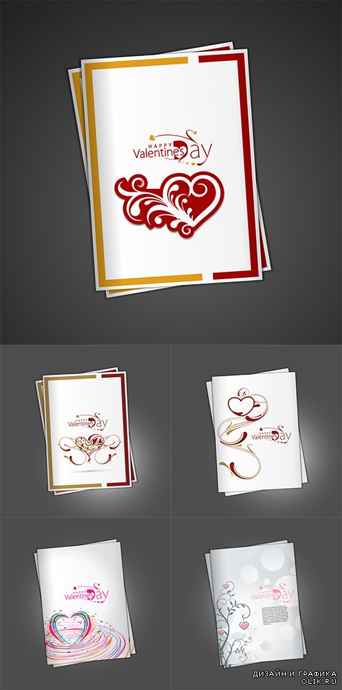 Greeting Cards Valentine's Day on a gray background - Поздравительные открытки ко дню Святого Валентина на сером фоне