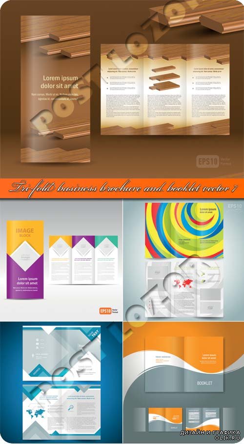 Брошюра из трёх страниц и буклет 7 | Tri-fold business brochure and booklet vector 7