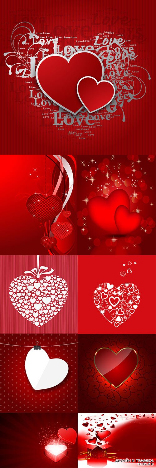 Hearts on a red background - Сердца на красном фоне