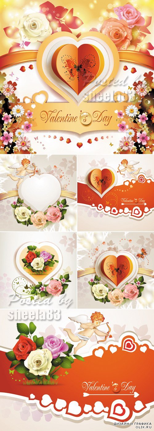 Colorful Valentine's Day Cards Vector