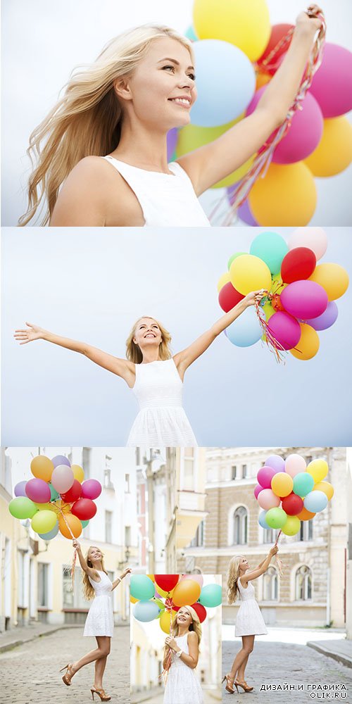 Милая девушка с воздушными шарами