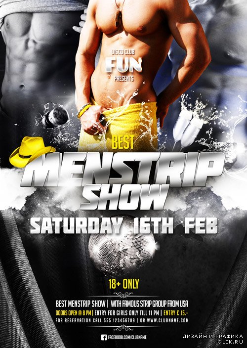 Menstrip Show Party Flyer Template PSD