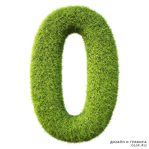 Растровый клипарт - Числа и буквы из травы