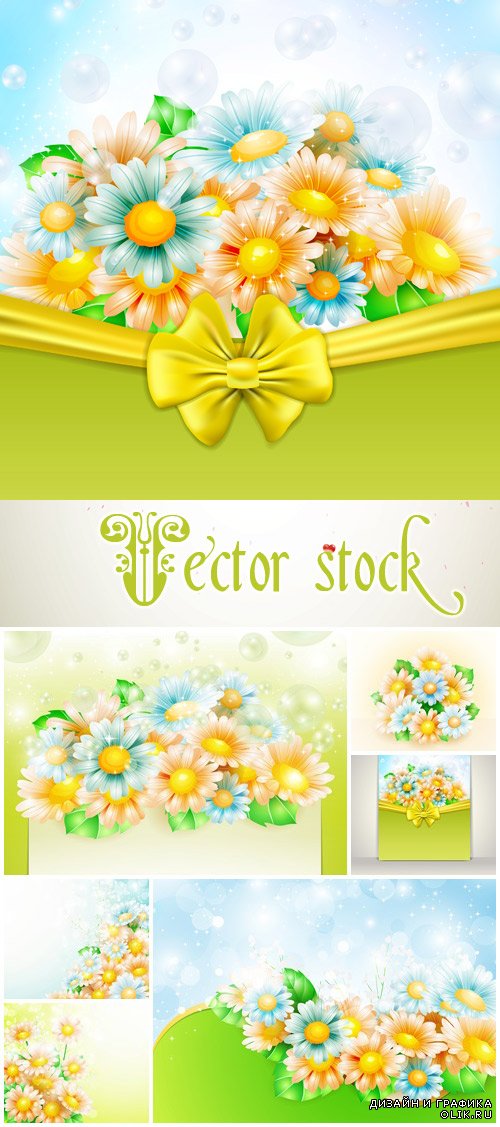 Vector - Invitation card with spring flowers