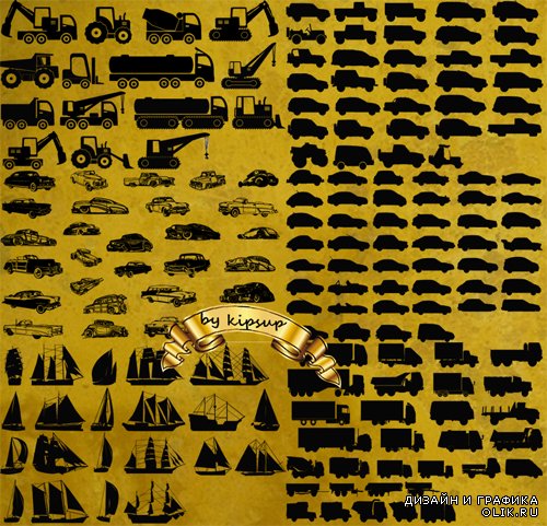 Silhouettes - Transport Road Cars Ships Trucks
