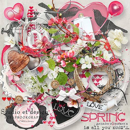 Скрап-набор Spring Love Is All You Need - Только Любовь и Весна -  AddOn & Masks