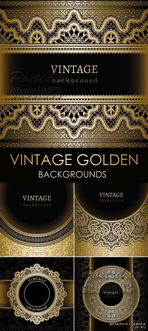 Vintage Golden Ornamental Backgrounds Vector