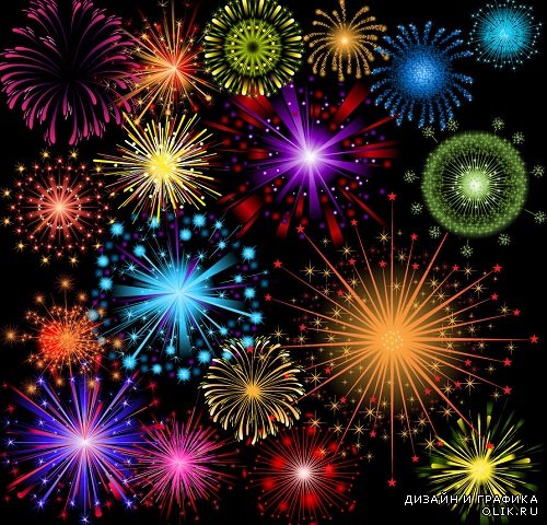Vector - Brightly Colorful Fireworks