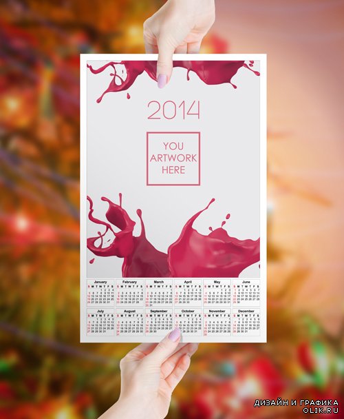 Calendar 2014 Mock up Template PSD