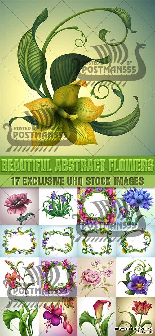 Красивые абстрактные цветы | Beautiful abstract flowers - стоковый клипарт