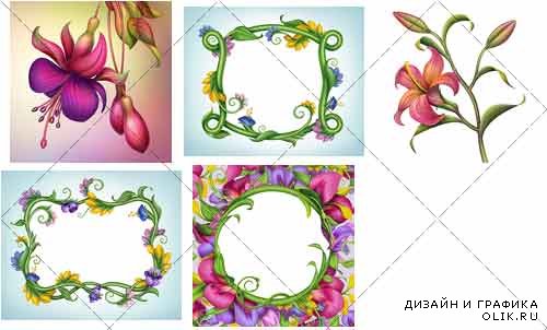 Красивые абстрактные цветы | Beautiful abstract flowers - стоковый клипарт