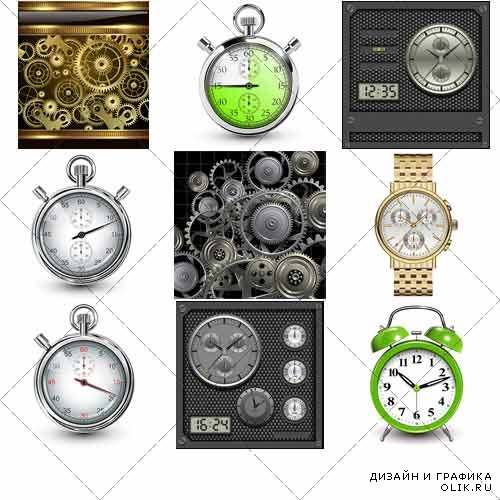 Часы и часовой механизм | Clock and clockwork, вектор