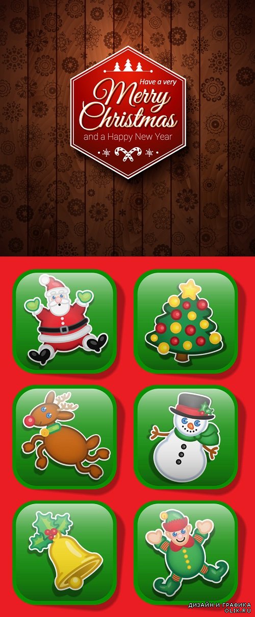 Vector - Christmas icons and background