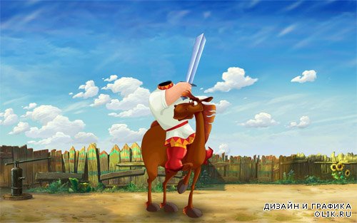 Шаблон для детей - Богатырь с мечом на коне