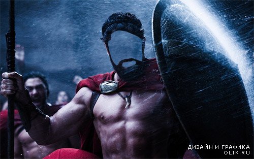 Шаблон мужской - Спартанец под ливнем в бою