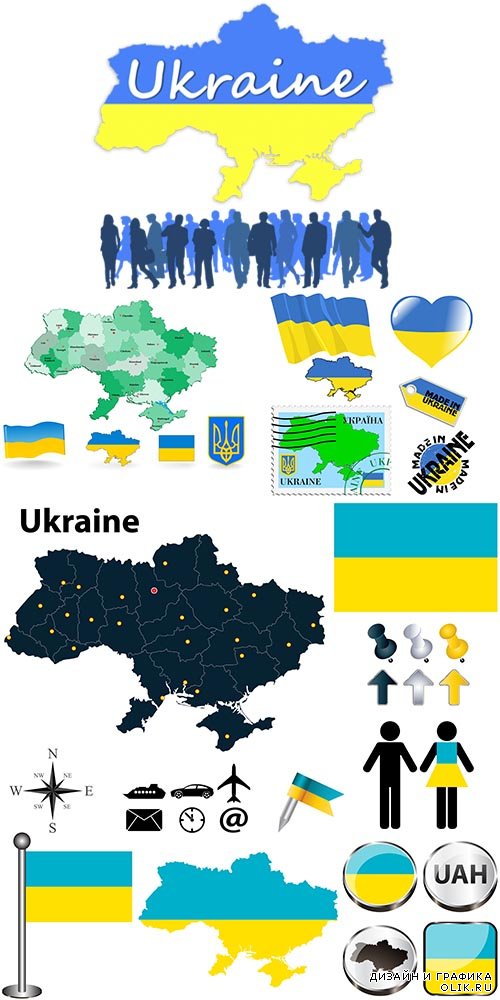 Карта Украины и символика в векторе