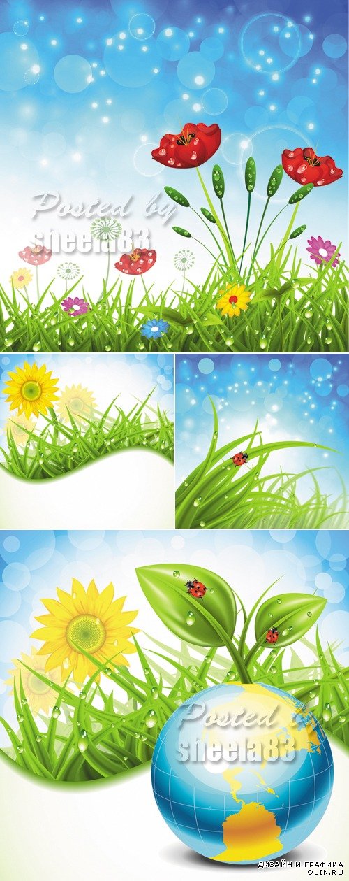 Spring Natural Backgrounds Vector
