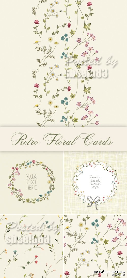 Retro Floral Backgrounds Vector