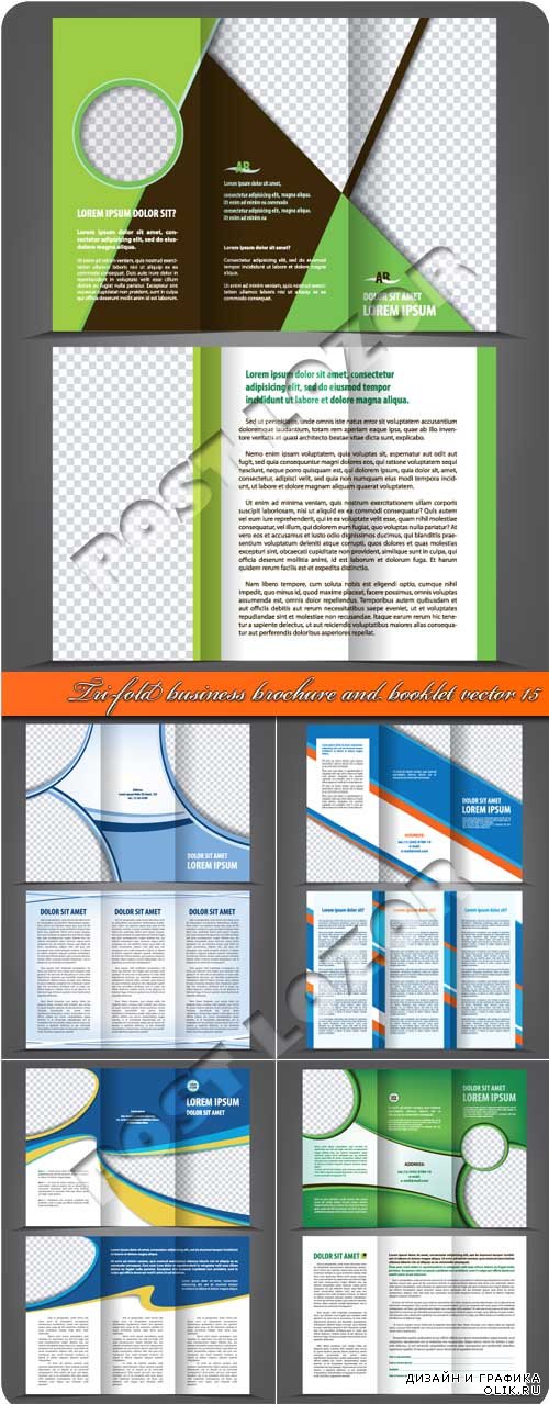 Бизнес брошюра из трёх страниц и буклет 15 | Tri-fold business brochure and booklet vector 15