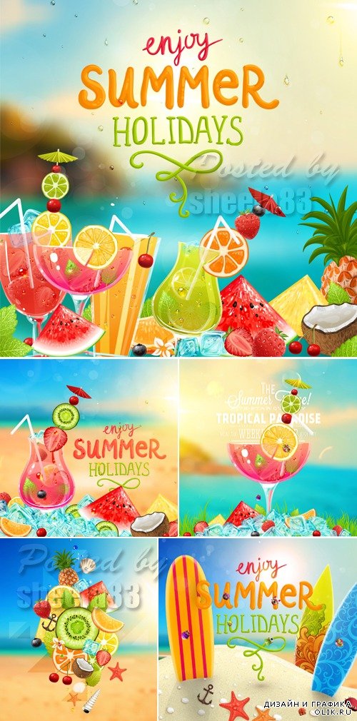 Summer Holidays Backgrounds Vector 4