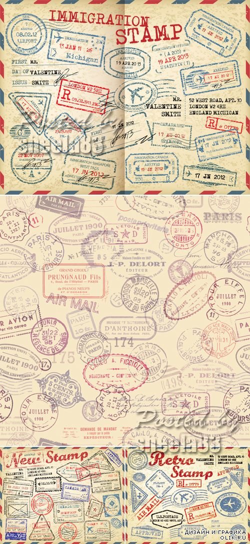 Travel Stamps Vector