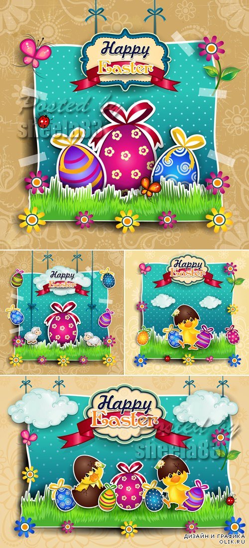 Easter Cards Vector 2