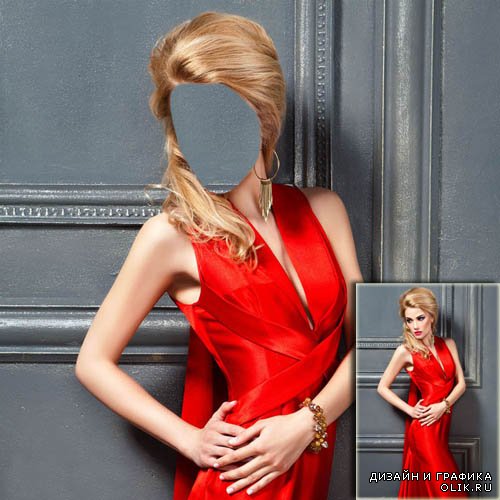 Шаблон для девушек - В красивом красном вечернем платье