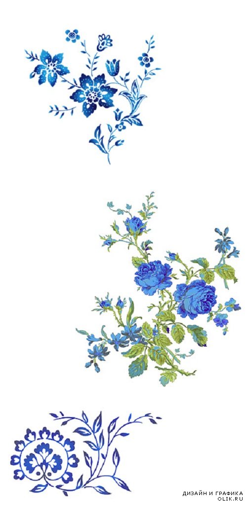Голубые цветы в формате PSD