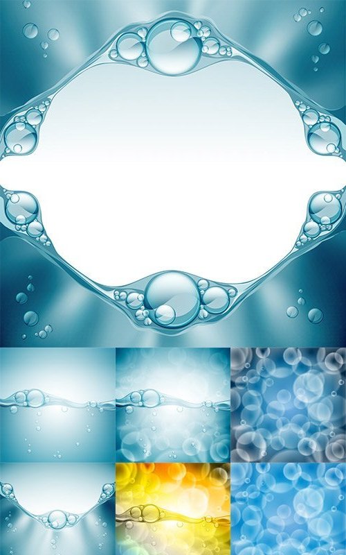 Вода и пузыри - Векторные фоны
