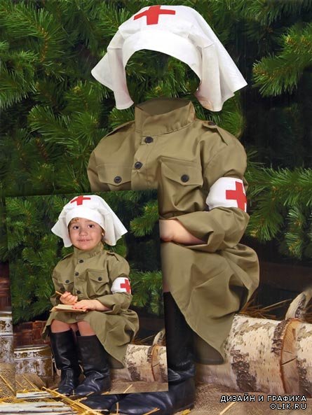 Санитарочка - костюм для девочки - шаблон для PHSP к Дню Победы