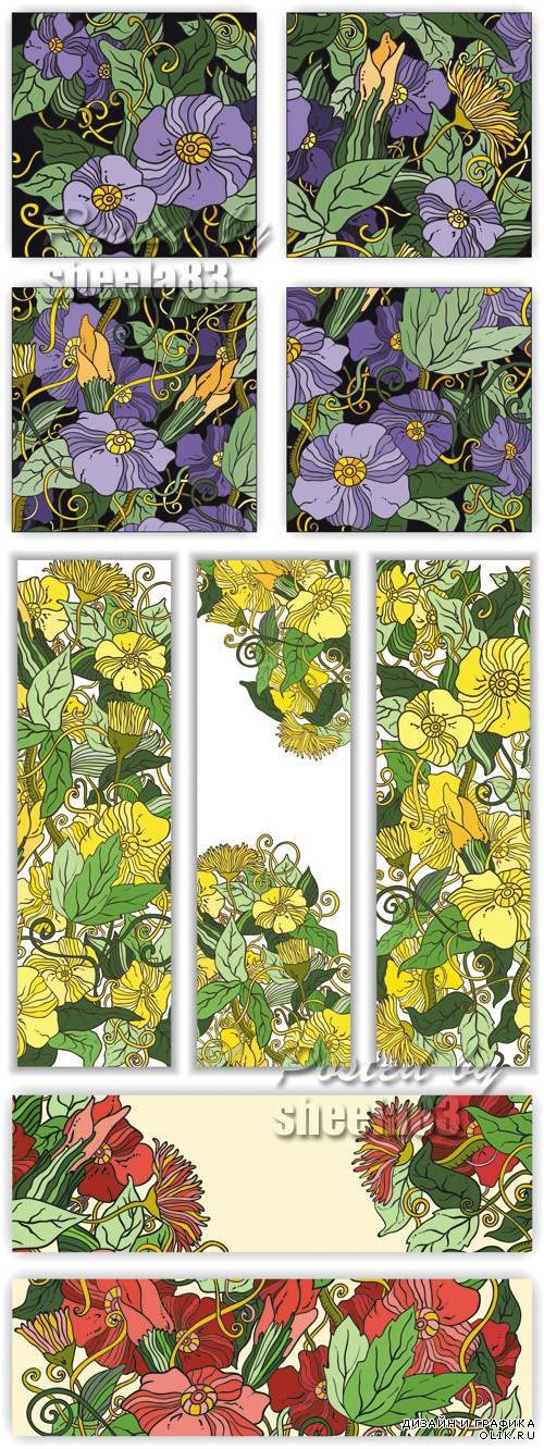 Sketch Floral Banners Vector