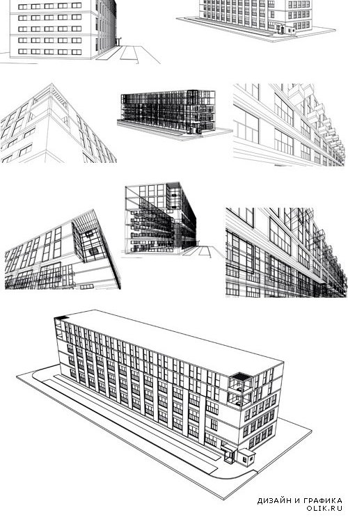 Фасады здания в векторном формате EPS
