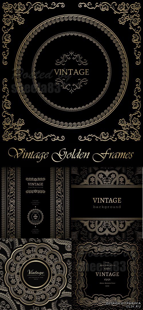 Vintage Decorative Golden Frames Vector