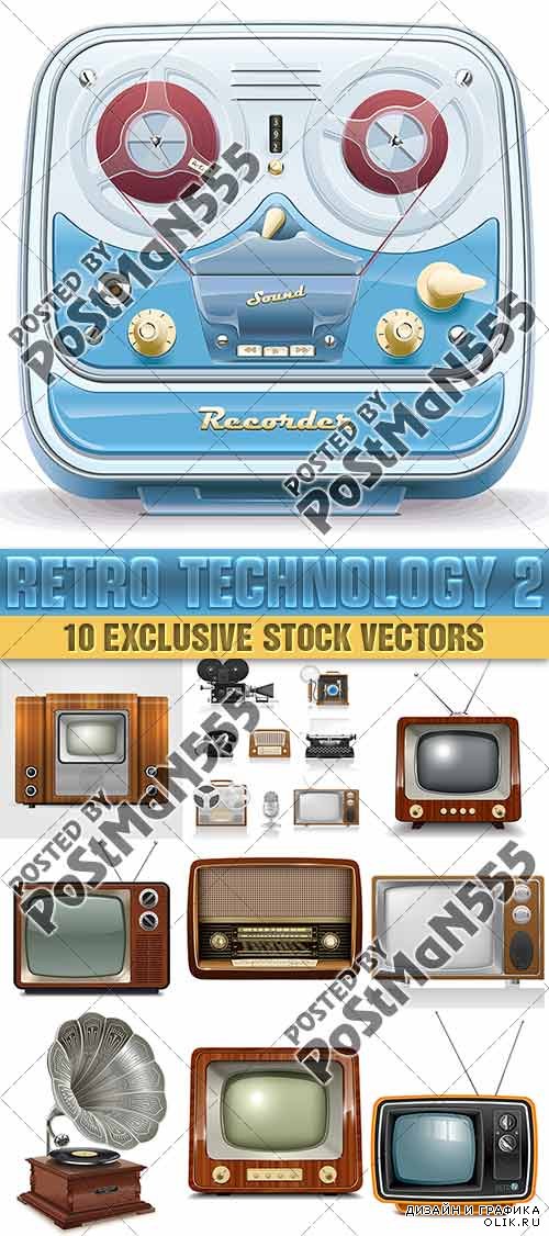 Старая технология, телевидение и радио оборудование | Old technology, TV and radio equipment 2, вектор