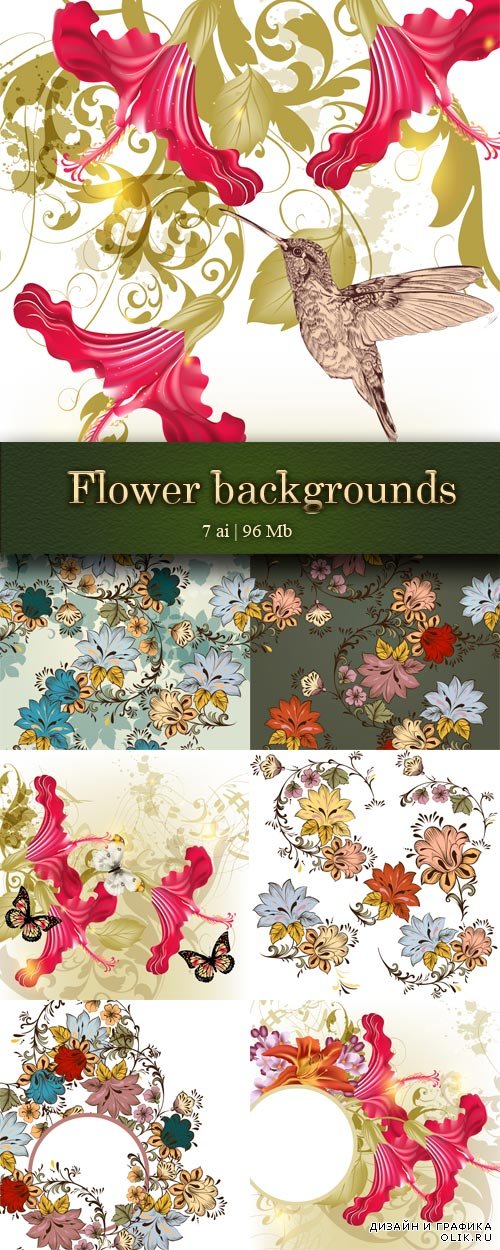 Hummingbirds, butterflies and floral backgrounds - Колибри, бабочки и цветочные фоны