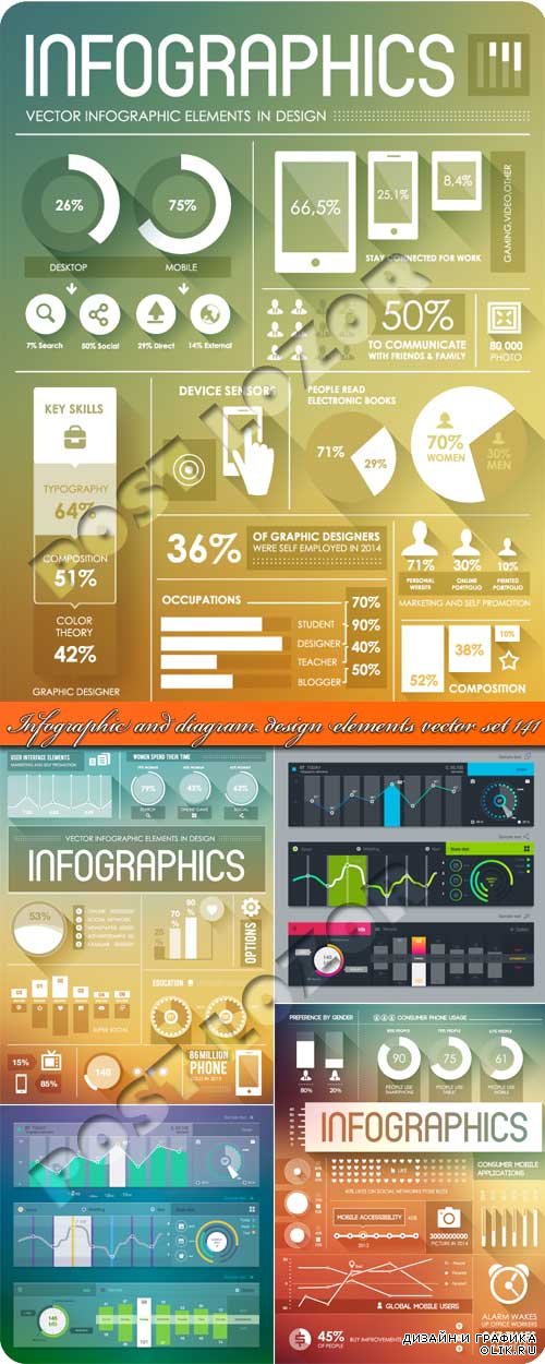 Инфографики и диаграммы часть 141 | Infographic and diagram design elements vector set 141