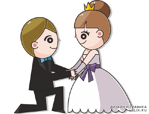 Свадьба, жених и невеста в векторе