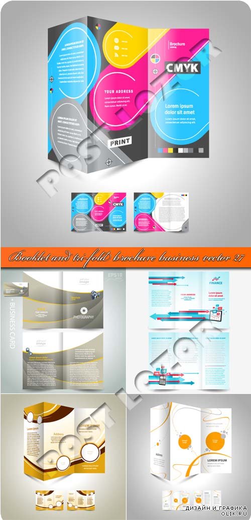 Буклет и брошюра из трёх страниц 27 | Booklet and tri-fold brochure business vector 27