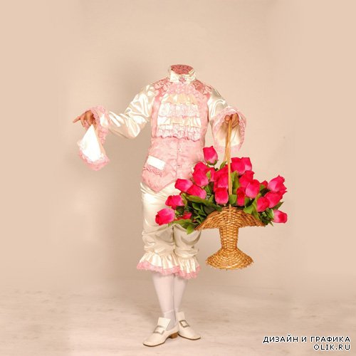 Шаблон для PHSP - В старинном костюме с большим букетом цветов